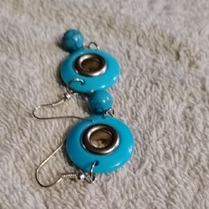 Chic Turquoise and Silver Drop Earrings
